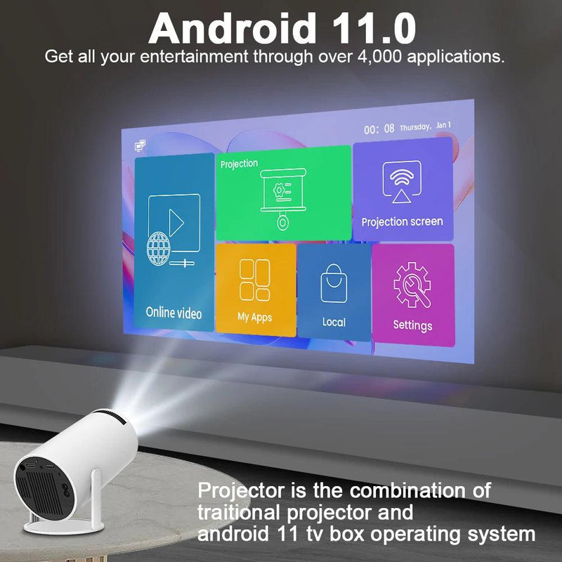 Projetor Magcubic - Android 11 4K 1280*720P HY300 Dual Wifi 260ANSI 180° flexível BT5.0 Projetor Externo Portátil Ao Ar Livre